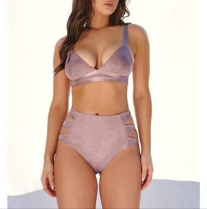 Creatures Of Xix CXIX aphrodite High Waisted Cheeky Bottoms Lilac Lavender Suede